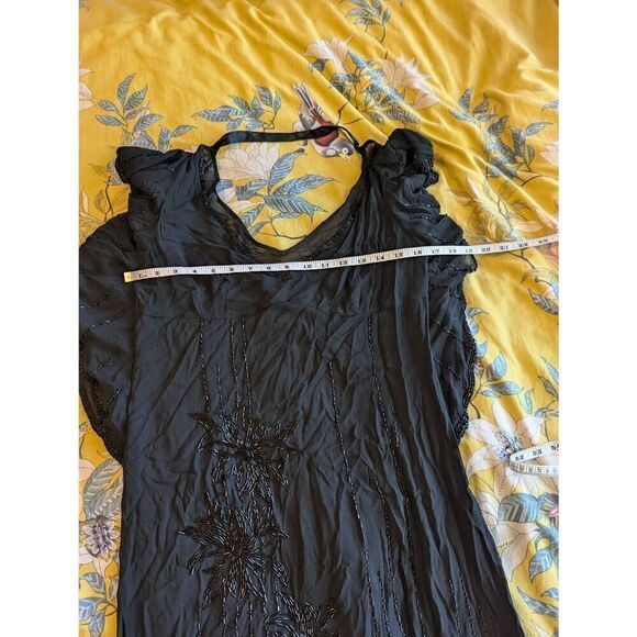 VTG Karen Millen 20s style 8 Black  Silk Eveningwear Dress Beaded Embellished - Picture 5 of 11
